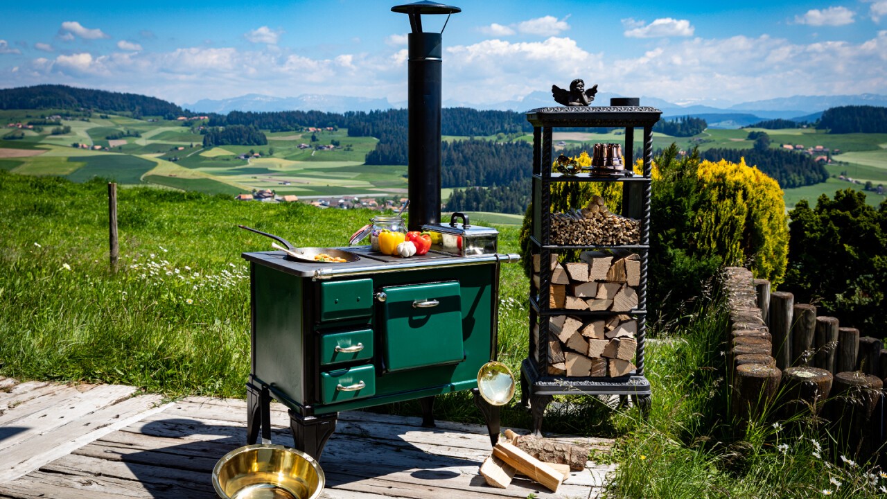 Outdoor Kochherd in British Racing Green