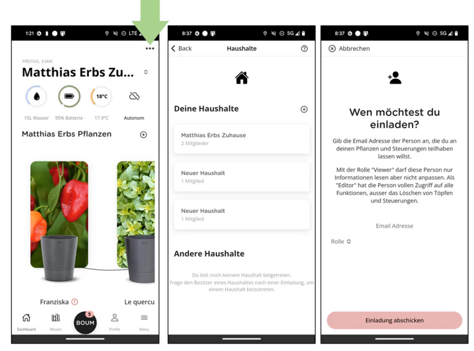 Die Boum-App kann zur gemeinsamen Pflanzenpflege genutzt werden